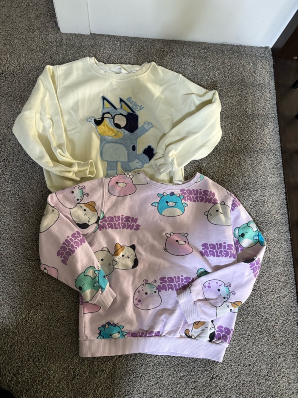 H&M - Kids Cute Character Sweatshirt Bundle - Bluey and Squishmallow